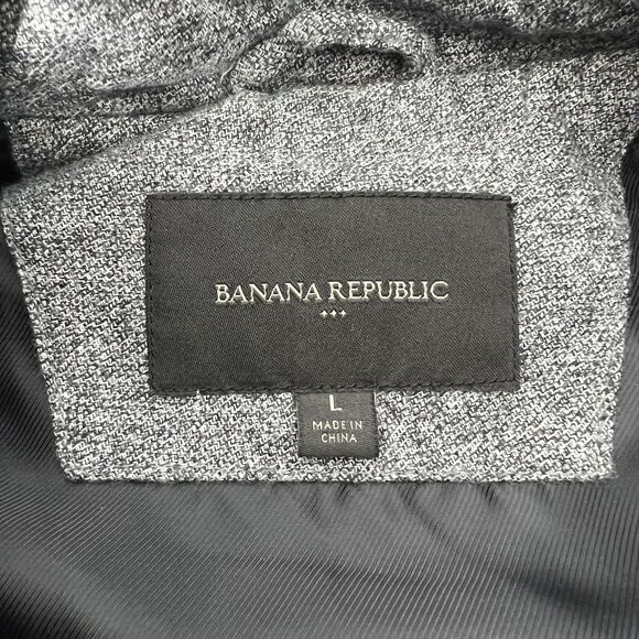 Banana Republic Quilted Puffer Vest Mens L Gray Textured Lined Outdoor Cabincore - Picture 8 of 12